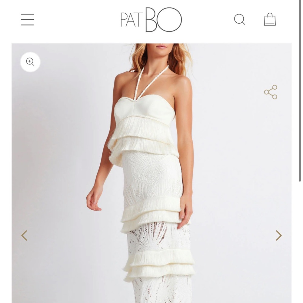 PatBo Fringe Trim Lace Halter Top and Skirt